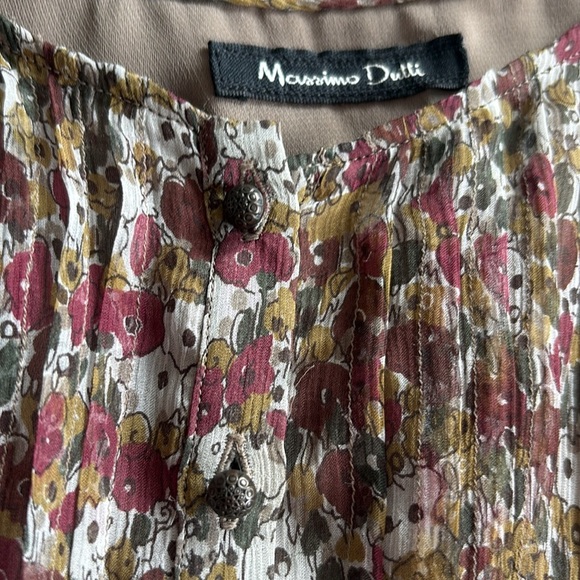 Massimo Dutti Silk Multicolor Floral Midi Dress | Size 10 - Picture 6 of 7